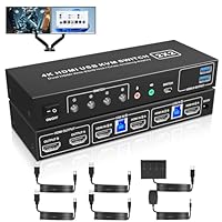 ✨即購入ok✨デュアルモニター HDMI KVM 切替器 4K@60Hz 2 ポート デュアルモニター KVM スイッチ HDMI+DP 4K60Hz USB3.0